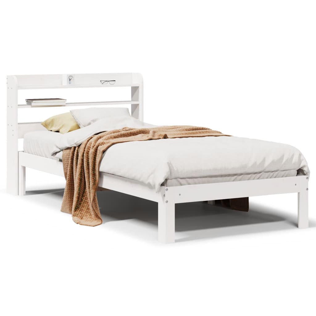 Bed Frame with Headboard without Mattress White 100x200 cm